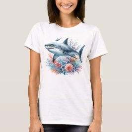 PRACHTIGE HAAI IN DE OCEAAN MET VIS EN KORAAL T-SHIRT