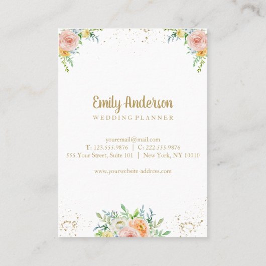 Prachtige hallo | Goud en bloesem Visitekaartje (Achterkant)