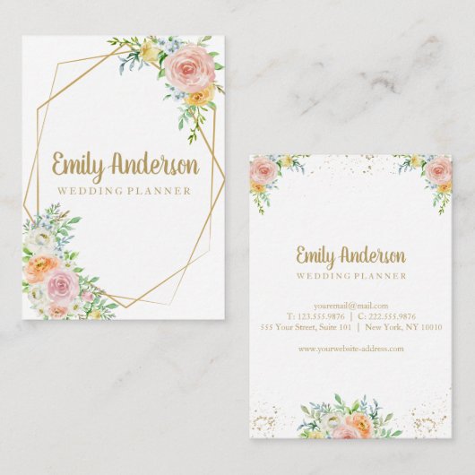 Prachtige hallo | Goud en bloesem Visitekaartje (Voorkant / Achterkant)