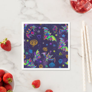 Prachtige halloween neon bat design vibrant trendy servet