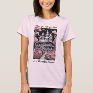 Prachtige Halloween spookhuis Bloemen T-shirt