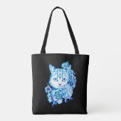 Prachtige hand Drawn 10 Blue Shades Cat Canvas tas (Achterkant)