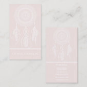 Prachtige hand getekende witte droom catcher manda visitekaartje (Voorkant / Achterkant)