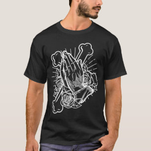 Prachtige handen met rozen en kruis t-shirt