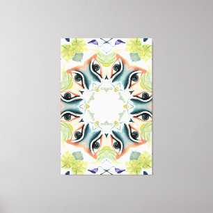 Prachtige handgeschilderde Boho Chic groen Abstrac Canvas Afdruk