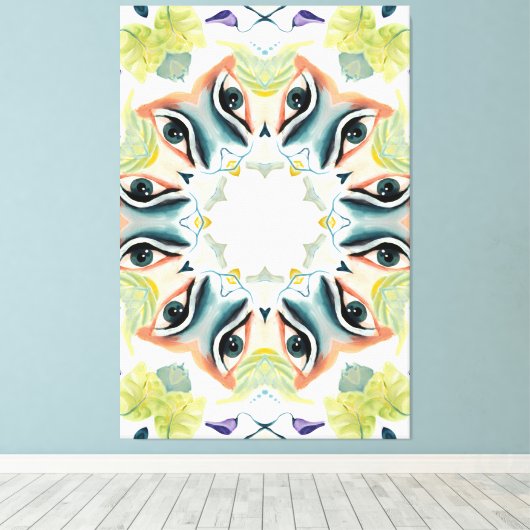 Prachtige handgeschilderde Boho Chic groen Abstrac Canvas Afdruk (Insitu (Houten vloer))