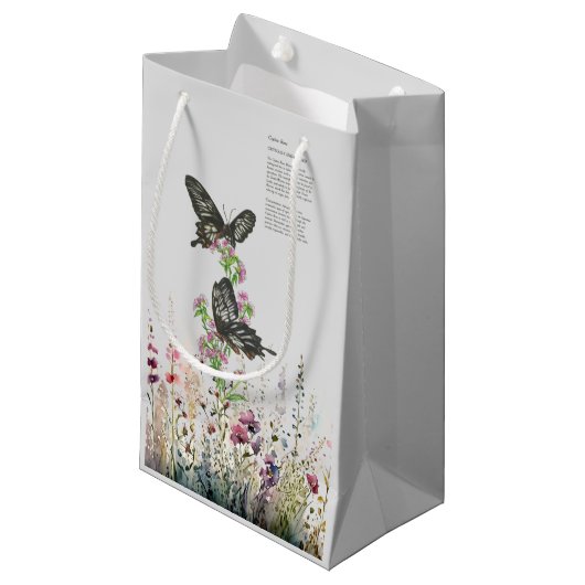 Prachtige handgeschilderde Ceylon Rozen vlinder Klein Cadeauzakje (Voorkant Gekanteld)