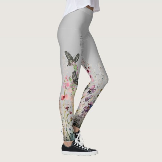 Prachtige handgeschilderde Ceylon Rozen vlinders Leggings (Rechts)