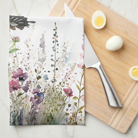 Prachtige handgeschilderde Ceylon Rozen vlinders Theedoek (Quarter Fold)