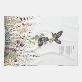 Prachtige handgeschilderde Ceylon Rozen vlinders Theedoek