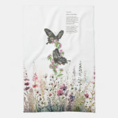 Prachtige handgeschilderde Ceylon Rozen vlinders Theedoek (Verticaal)