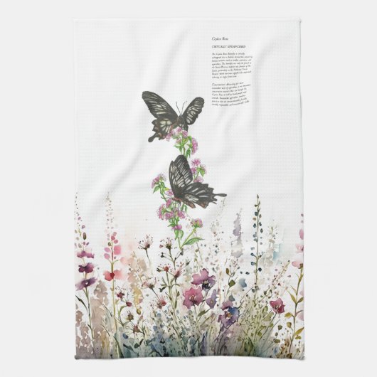 Prachtige handgeschilderde Ceylon Rozen vlinders Theedoek (Verticaal)