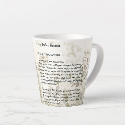 Prachtige handgeschilderde grote Indiase bustardvo Latte Mok (Rechterhoek)