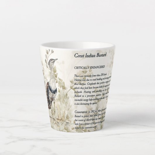 Prachtige handgeschilderde grote Indiase bustardvo Latte Mok (Voorkant)