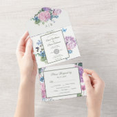 Prachtige Handgeschilderde Hydrangea Bloemenbruilo All In One Uitnodiging (Afscheurbaar)