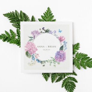 Prachtige Handgeschilderde Hydrangea Bloemenbruilo Servet
