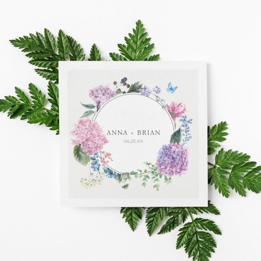 Prachtige Handgeschilderde Hydrangea Bloemenbruilo Servet