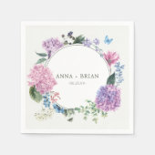 Prachtige Handgeschilderde Hydrangea Bloemenbruilo Servet (Voorkant)