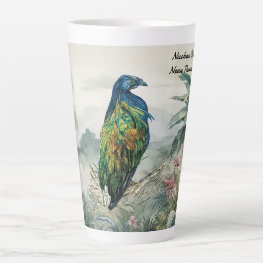 Prachtige handgeschilderde Nicobar Pigeon Latte Mo Latte Mok (Voorkant)