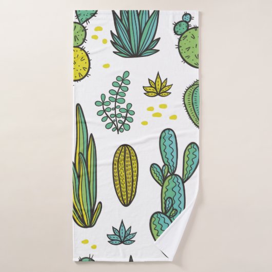 Prachtige handgetrokken cacti abstracte natuurlijk badhanddoek (Badhanddoek)
