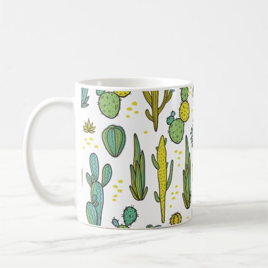 Prachtige handgetrokken cacti abstracte natuurlijk koffiemok (Links)