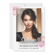 Prachtige handtekeningkaart met roze witte bloemen