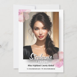 Prachtige handtekeningkaart met roze witte bloemen kaart