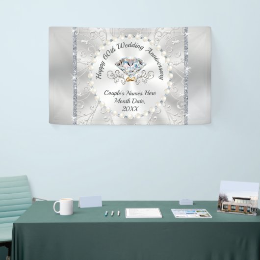Prachtige Happy 60th Wedding Jubileum Banner (Beurs)