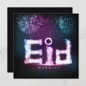 Prachtige Happy Mubarak-vuurwerk Feestdagenkaart (Voorkant / Achterkant)