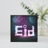 Prachtige Happy Mubarak-vuurwerk Feestdagenkaart (Staand voorkant)