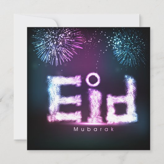 Prachtige Happy Mubarak-vuurwerk Feestdagenkaart (Voorkant)