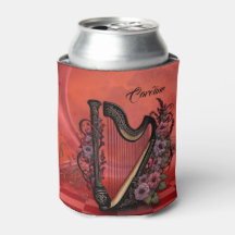 Prachtige harp met kleurrijke bloemen.