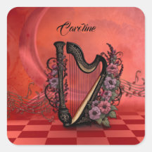 Prachtige harp met kleurrijke bloemen.