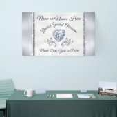 Prachtige Hart Diamant Gepersonaliseerde Trouwbann Spandoek (Beurs)