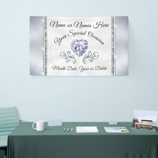 Prachtige Hart Diamant Gepersonaliseerde Trouwbann Spandoek (Beurs)