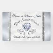 Prachtige Hart Diamant Gepersonaliseerde Trouwbann Spandoek (Horizontaal)