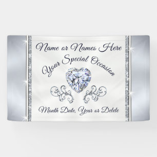 Prachtige Hart Diamant Gepersonaliseerde Trouwbann Spandoek