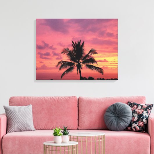 Prachtige Hawaiian Sunset Canvas afdrukken (Insitu (Woonkamer))
