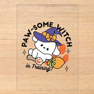 Prachtige Heks in Opleiding – Mooie Halloween Hond Acryl Uitnodigingen