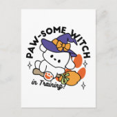 Prachtige Heks-in-Training – Mooie Halloween Hond  Briefkaart (Voorkant)