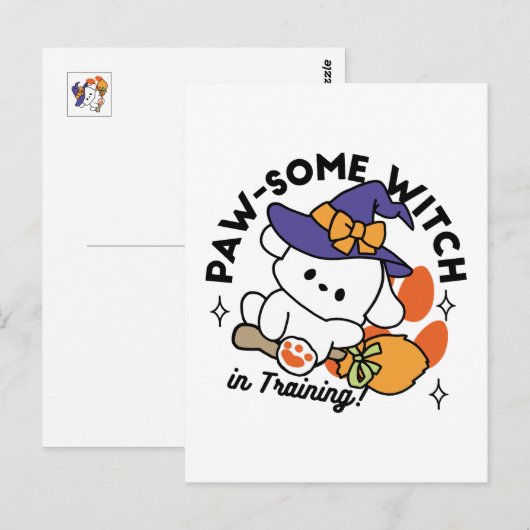 Prachtige Heksenleerling - Mooie Halloween Hond  Briefkaart (Voorkant / Achterkant)