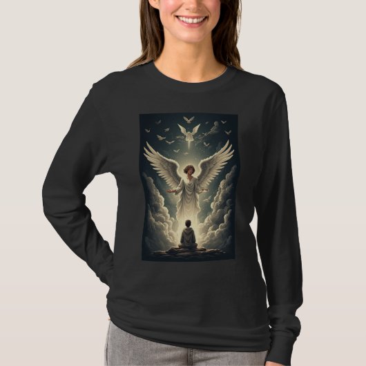 Prachtige Hemelse Engelen Dames T-shirt met Lange (Voorkant)