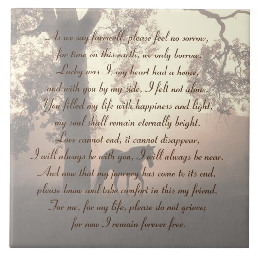 Prachtige herdenking van paarden en eikenbomen tegeltje (Voorkant)