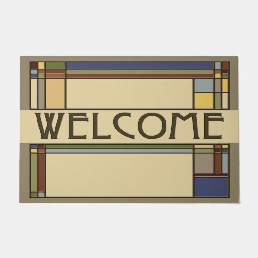 Prachtige Herfst Arts & Crafts geometrische patron Deurmat (Voorkant)