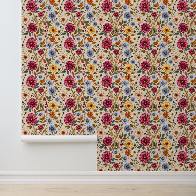 Prachtige Herfst bloemen Behang (Applicatie)