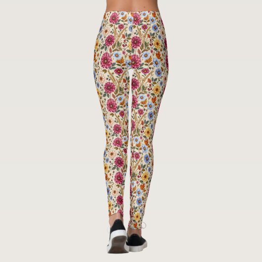 Prachtige Herfst bloemen Leggings (Achterkant)