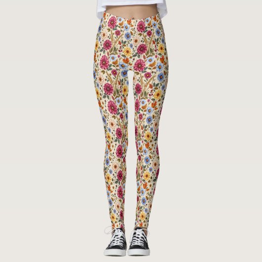 Prachtige Herfst bloemen Leggings (Voorkant)