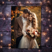 Prachtige herfst  bloemval bruiloft foto bedankkaart