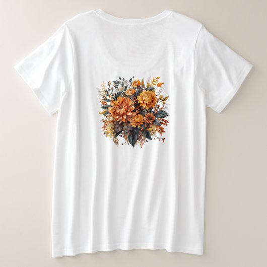 Prachtige Herfst Floral Grote Maat T-shirt (Design achterkant)