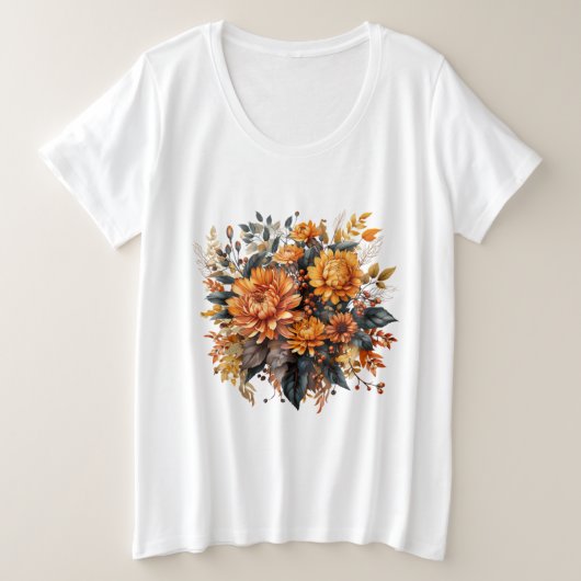 Prachtige Herfst Floral Grote Maat T-shirt (Design voorkant)